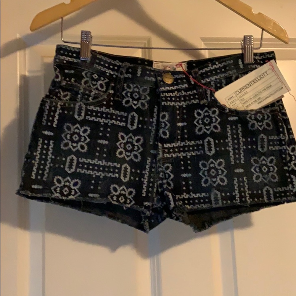 Current/Elliott Bandana Denim Shorts Size 24